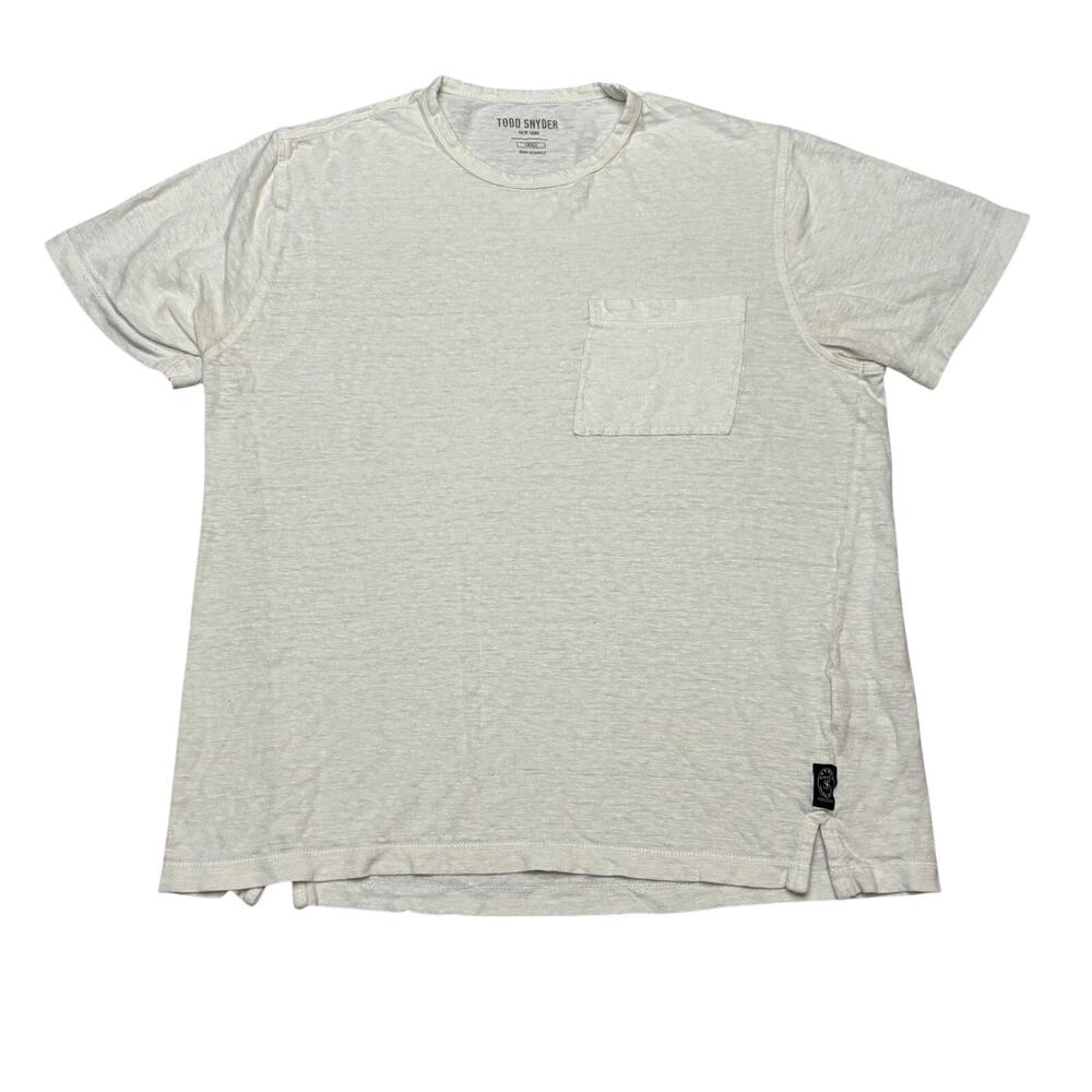 Todd Snyder Linen Pocket Tee White T Shirt Men's Small Minimalist